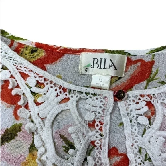 Bila Floral Boho Shoulder Top Size M​​​​​​​​​​​​​​​​​​​​​​​​​ - Picture 5 of 8
